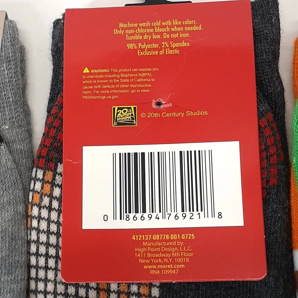 Movies Forest Ferris Wonka Home Alone Novelty Men Socks 4 Pair Sz 6-12 NWT